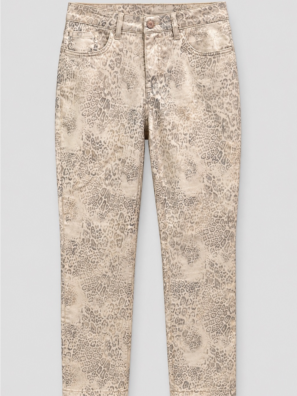 Joseph‎ Ribkoff Leopard Print Ankle Pants Size 8 Metallic Gold
